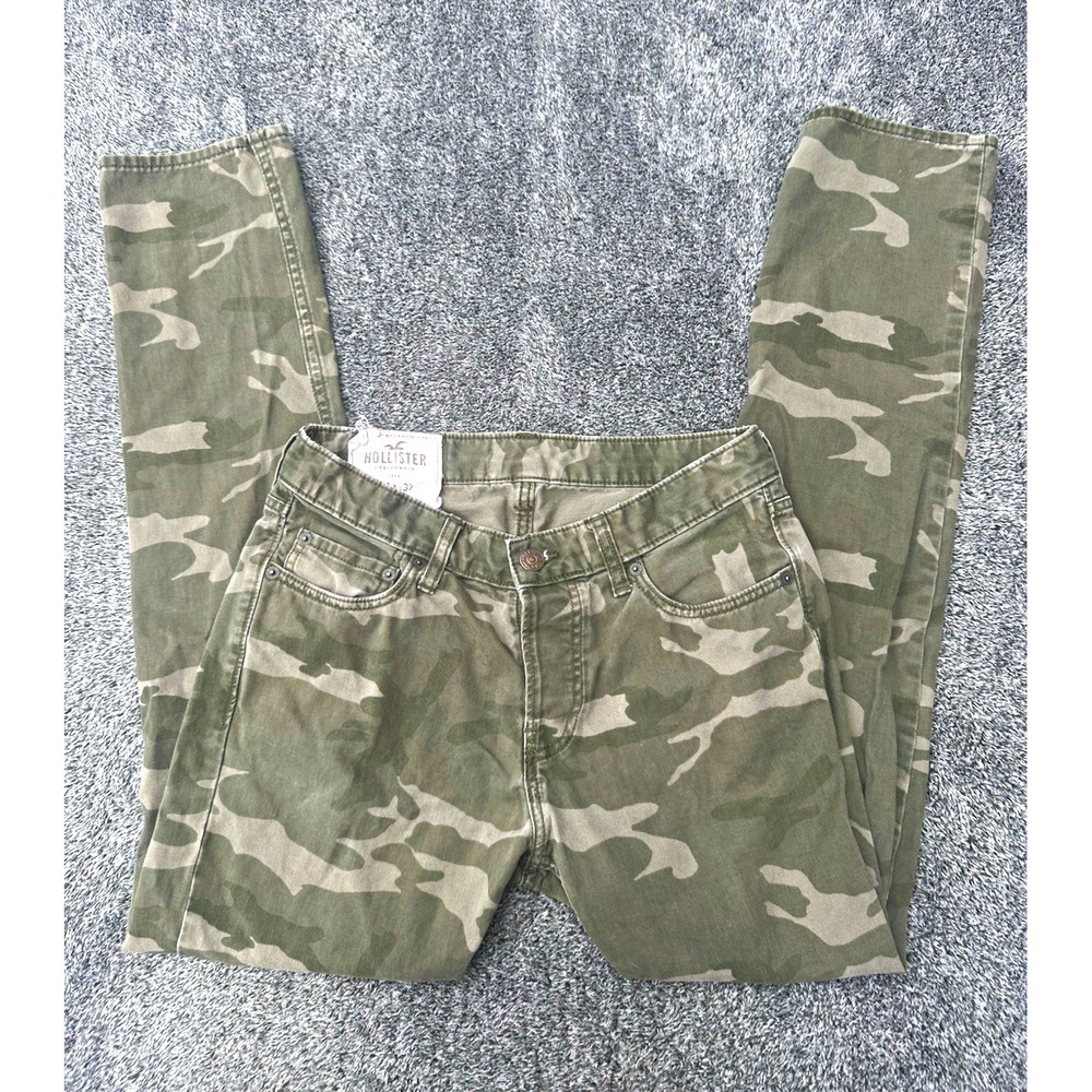 Hollister Mens 30x32 Camo Skinny Pants Green Military Y2K Slim Woodland